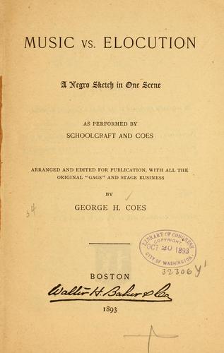 Cover for Music vs. elocution ...