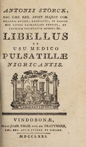 Cover for Libellus de usu medico pulsatillae nigricantis