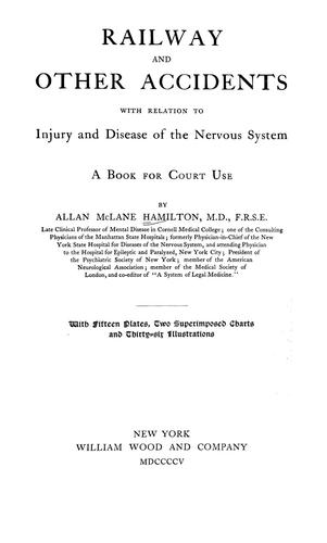 Cover for Railway and other accidents with relation to injury and disease of the nervous system