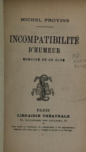 Cover for Incompatibilité d'humeur