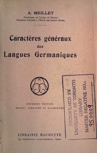 Cover for Caractères généraux des langues germaniques