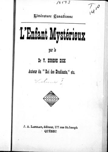 Cover for L' enfant mystérieux