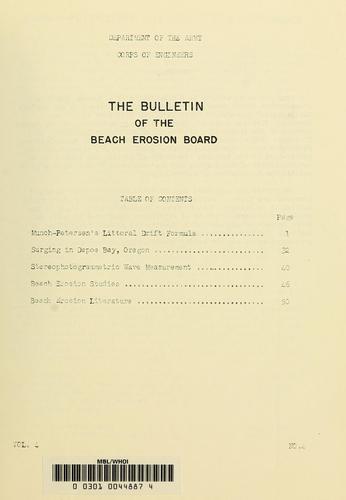 Cover for The Bulletin of the Beach Erosion Board