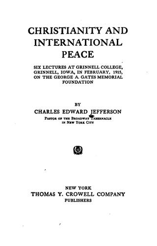 Cover for Christianity and international peace
