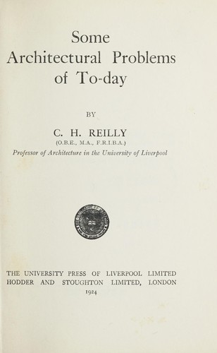 Cover for Some architectural problems of to-day