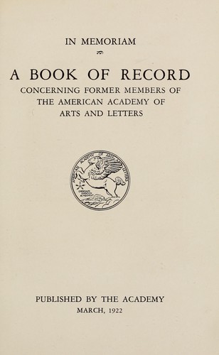 Cover for In memoriam.