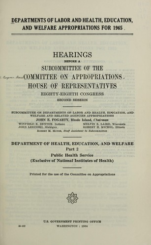 Cover for Departments of Labor and Health, Education, and Welfare appropriations for 1965
