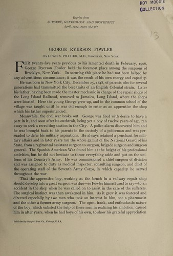 Cover for George Ryerson Fowler