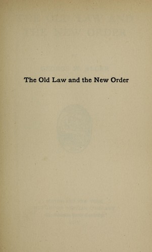 Cover for The old law and the new order