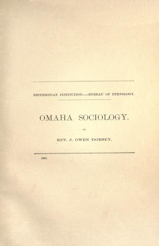 Cover for Omaha sociology.