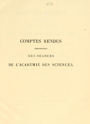 Cover for Comptes rendus hebdomadaires des séances de l'Académie des sciences