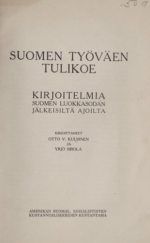 Cover for Suomen työväen tulikoe