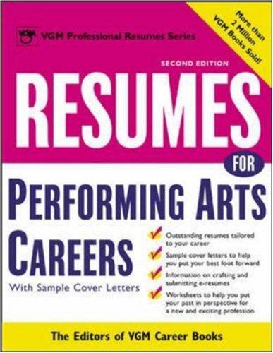 Cover for Resumes for performing arts careers