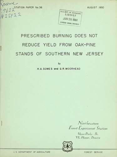 Cover for Prescribed burning does not reduce yield from oak-pine stands of southern New Jersey