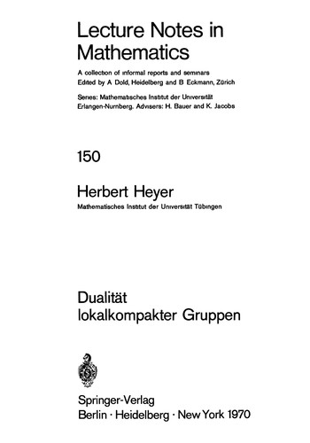 Cover for Dualität lokalkompakter Gruppen.