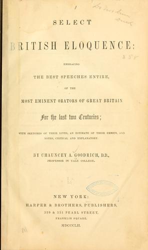 Cover for Select British eloquence