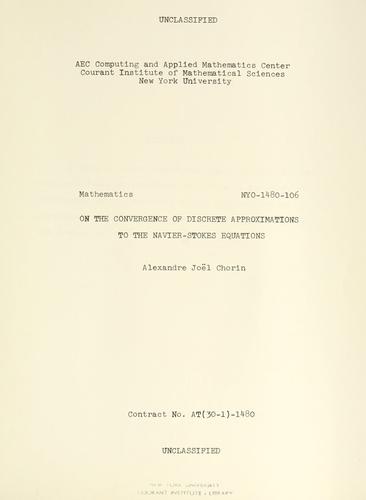Cover for On the convergence of discrete approximations to the Navier-Stokes equations.