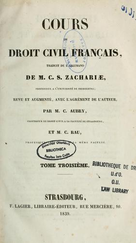 Cover for Cours de droit civil français