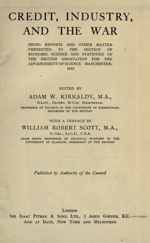Cover for Credit, industry, and the war