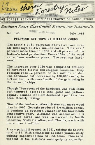 Cover for Southern forestry notes
