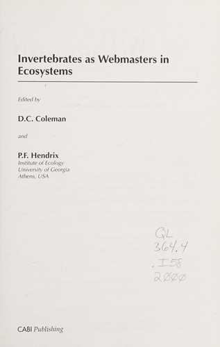 Cover for Invertebrates as webmasters in ecosystems