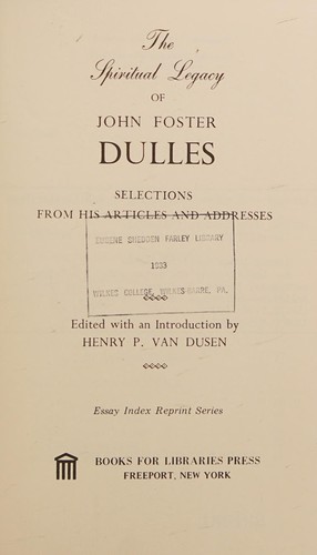 Cover for The spiritual legacy of John Foster Dulles