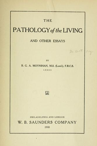 Cover for The pathology of the living