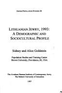 Cover for Lithuanian Jewry, 1993