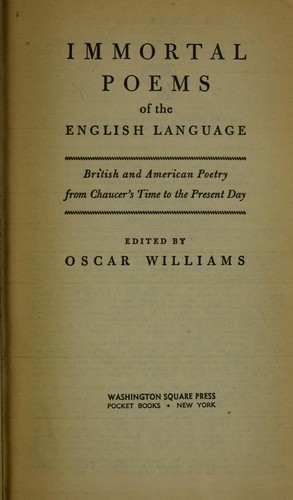 Cover for Immortal poems of the English language