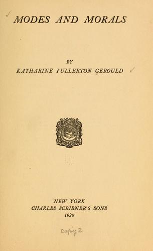 Cover for Modes and morals