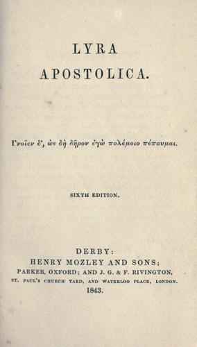Cover for Lyra apostolica.
