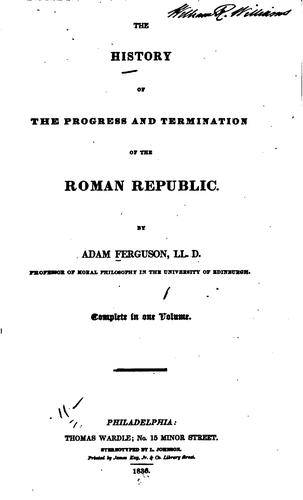 Cover for The History of the Progress and Termination of the Roman Republic