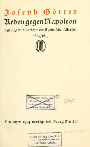Cover for Reden gegen Napoleon