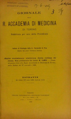 Cover for Sulla resistenza elettrica della retina di rana