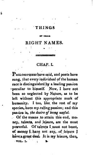 Cover for Things by their right names; by a person without a name. By the author of 'Plain sense'.