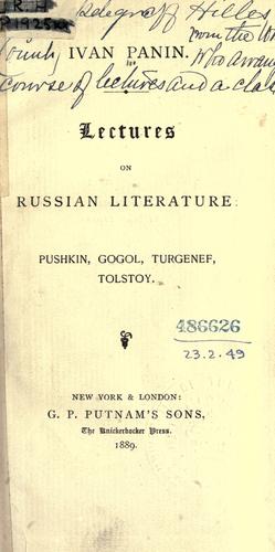 Cover for Lectures on Russian literature
