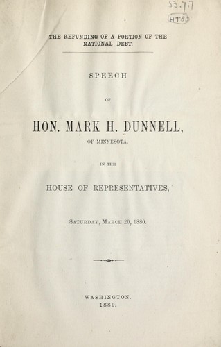 Cover for The refunding of a portion of the national debt