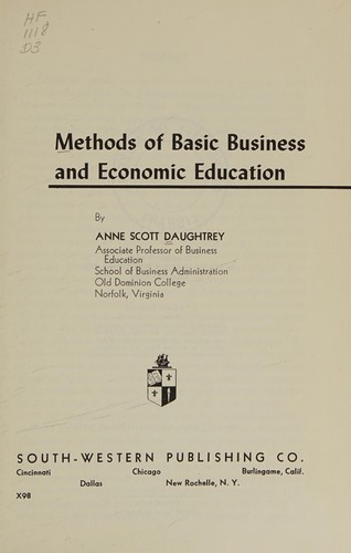 Cover for Methods of basic business and economic education.