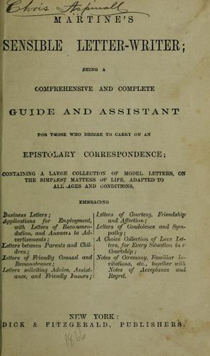 Cover for Martine's sensible letter-writer