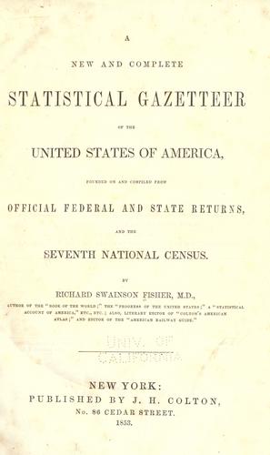 Cover for A new and complete statistical gazetteer of the United States of America