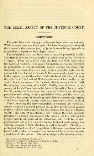 Cover for The legal aspect of the juvenile court.