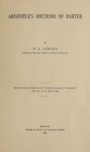 Cover for Aristotle's doctrine of barter