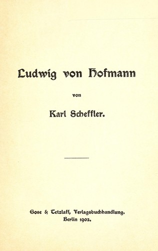 Cover for Ludwig von Hoffmann