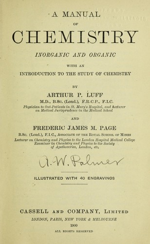 Cover for A manual of chemistry