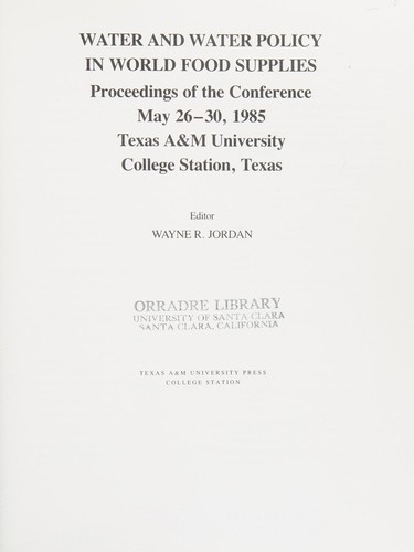 Cover for Water and water policy in world food supplies