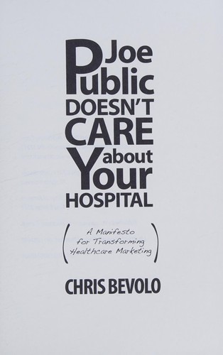 Cover for Joe Public doesn't care about your hospital
