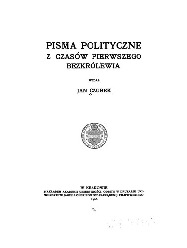 Cover for Pisma polityczne z czasów pierwszego bezkrólewia