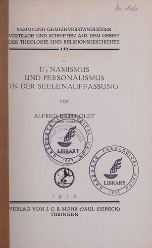 Cover for Dynamismus und Personalismus in der Seelenauffassung
