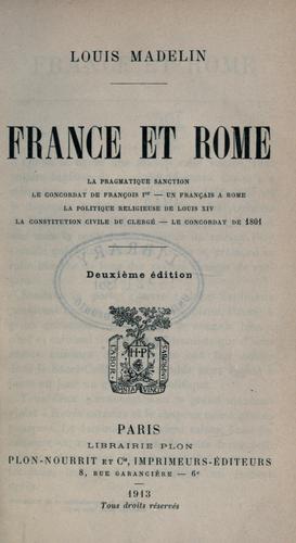 Cover for France et Rome.