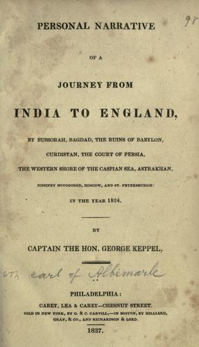 Cover for Personal narrative of a journey from India to England